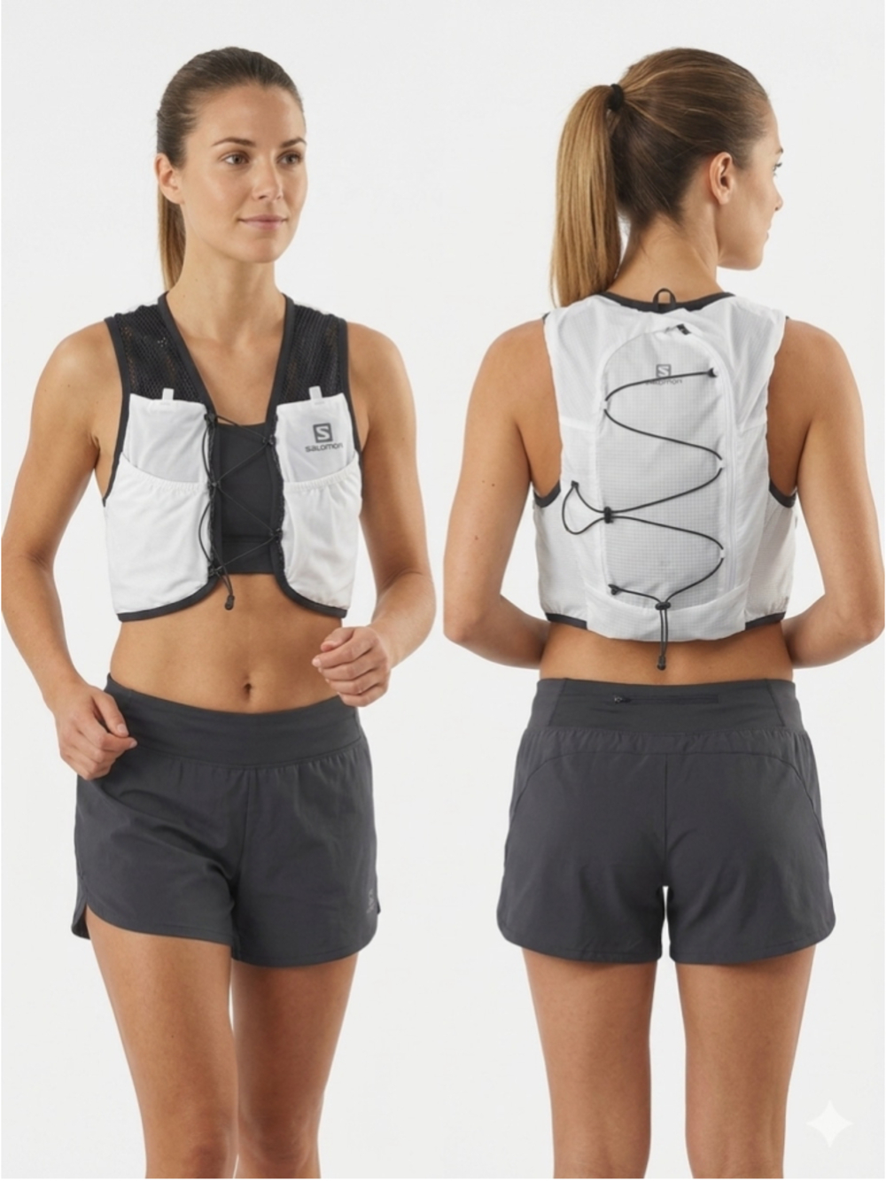 Salomon Active Skin 8 Trail Running Hydration Vest - White/Gray - Size Medium